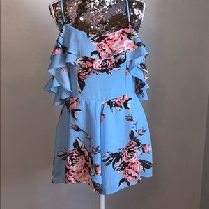 Floral Linen Off Shoulder Romper